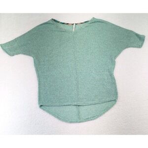 Trinity Women's V Neck Blue Bolero Knit 3/4 Sleeve Blouse M